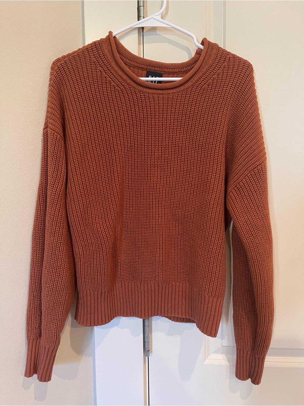 GAP 🎃 Women’s Ribbed Knit Crewneck Sweater Rust Orange / Burnt Orange Size Small